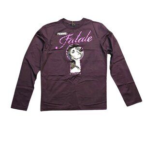 Richmond X Purple Femme Fatale Long Sleeve Graphic Tee Shirt Sz L NWT